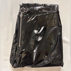 Black Patent Leather Straight Leg Pants